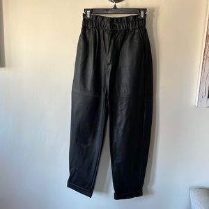 Zara Vegan Leather Paperbag Waist Pant
